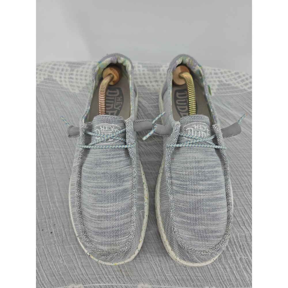 Hey Dude Wendy Stretch Pearl River Grey Marl Knit Loafers Shoes 40081-1JB US 10